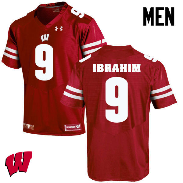 Men Winsconsin Badgers #9 Rachid Ibrahim College Football Jerseys-Red